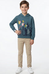 Blue Printed Hoodie for Kids