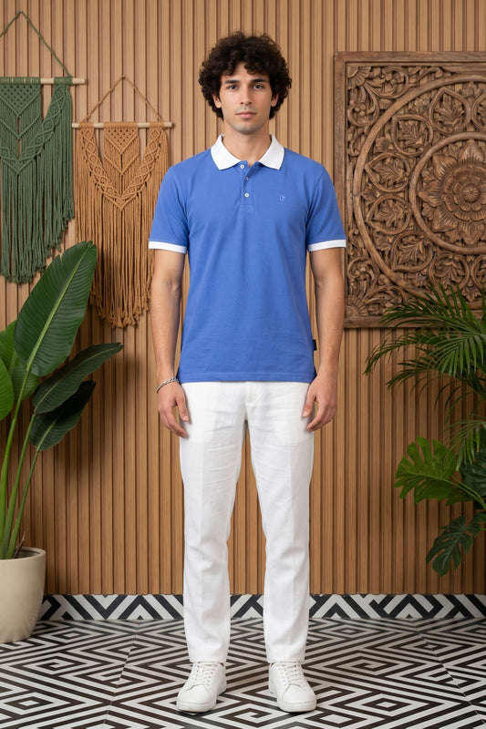 Light Purple Solid Polo T-Shirt for Men