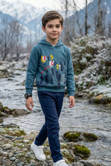 Blue Printed Hoodie for Kids