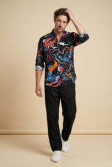 Black Waves Printed Shirt for Men