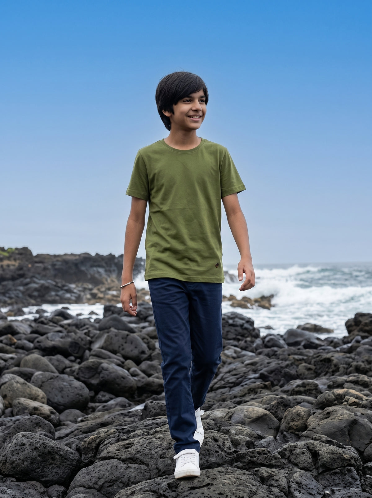 Boys washed plain t-shirt