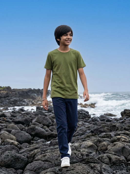 Boys washed plain t-shirt