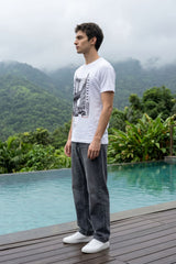 White Chest Printed T-Shirt for Men