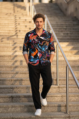 Black Waves Printed Shirt for Men