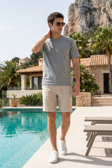 Grey Melange Solid T-Shirt for Men