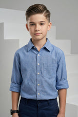 Blue Chambray Shirt for Kids