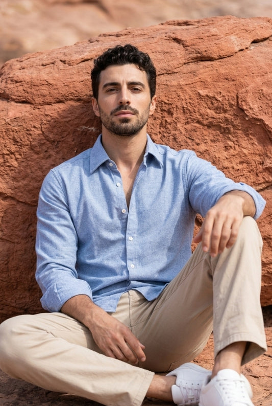 Blue Chambray Shirt for Men