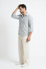 Mild Green Plaid Check Shirt for Men