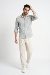 Mild Green Plaid Check Shirt for Men
