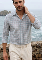 Mild Green Plaid Check Shirt for Men