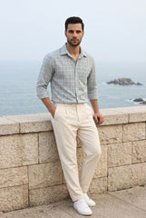 Mild Green Plaid Check Shirt for Men