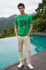 Green Chest Printed T-Shirt for Men