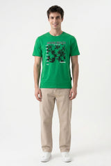 Green Chest Printed T-Shirt for Men