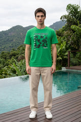Green Chest Printed T-Shirt for Men