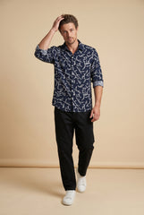Navy Discharge Printed Shirt for Men
