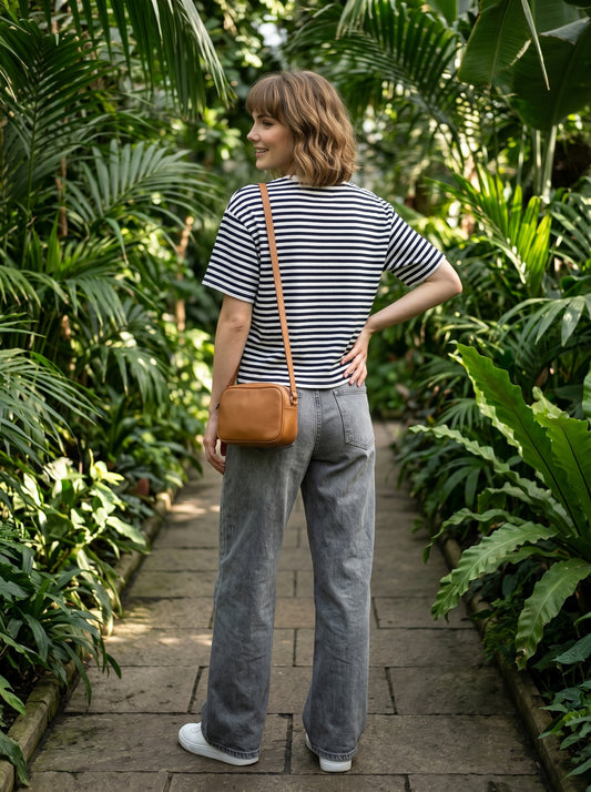 Navy & White Striped Crop T-Shirt for Women