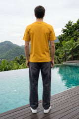 Mustard Chest Printed T-Shirt for Men