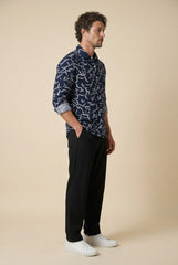 Navy Discharge Printed Shirt for Men