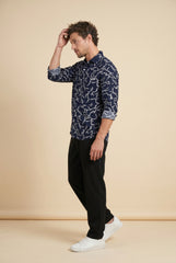 Navy Discharge Printed Shirt for Men