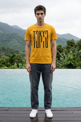 Mustard Chest Printed T-Shirt for Men
