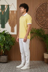 Yellow Solid Polo T-Shirt for Men