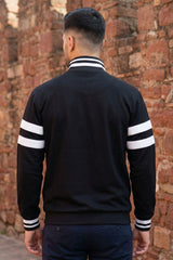 Black Mock Neck Zipper Sweatshirt for Men
