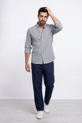 Navy & White Striped Shirt for Men