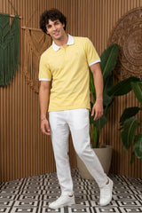 Yellow Solid Polo T-Shirt for Men