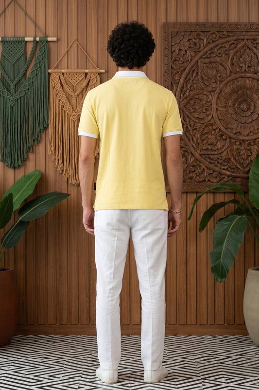 Yellow Solid Polo T-Shirt for Men