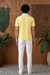 Yellow Solid Polo T-Shirt for Men