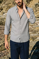 Navy & White Striped Shirt for Men