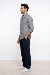 Navy & White Striped Shirt for Men