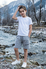 Grey Melange Terry Shorts for Kids