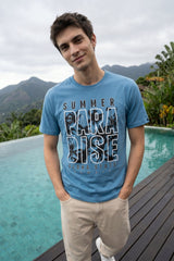Blue Chest Printed T-Shirt for Men