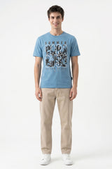Blue Chest Printed T-Shirt for Men