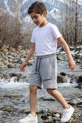 Grey Melange Terry Shorts for Kids