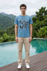 Blue Chest Printed T-Shirt for Men