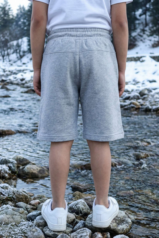 Grey Melange Terry Shorts for Kids