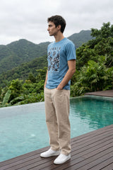 Blue Chest Printed T-Shirt for Men