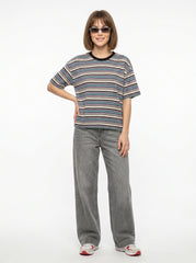 Multi-Colour Striped Crop T-Shirt for Women