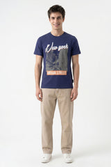 Navy Chest Printed T-Shirt for Men
