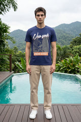 Navy Chest Printed T-Shirt for Men