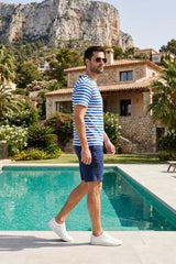 Royal Blue & White Striped T-Shirt for Men