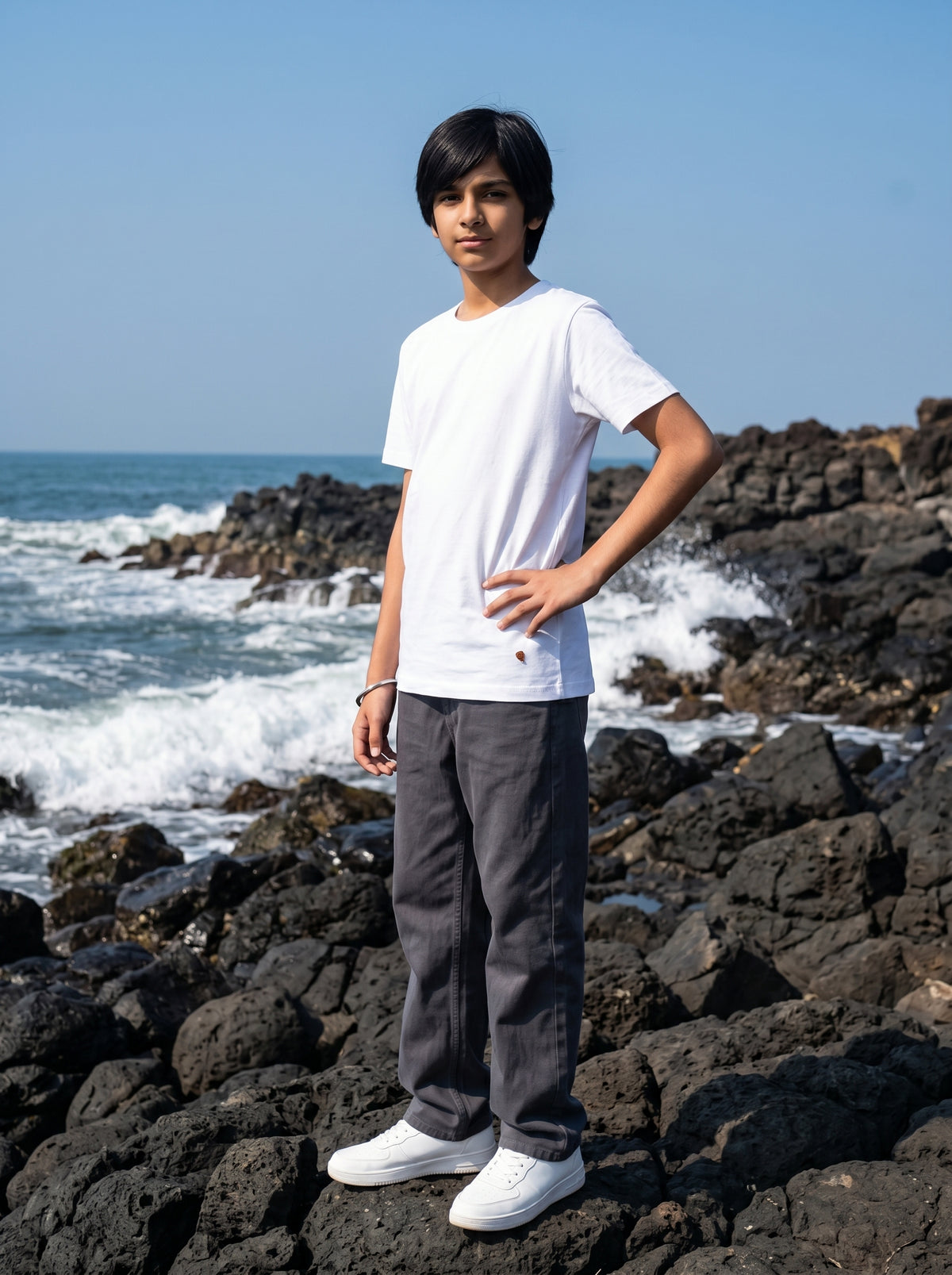 Boys washed plain t-shirt