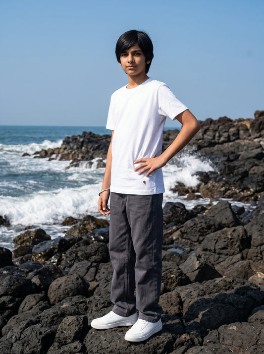 Boys washed plain t-shirt