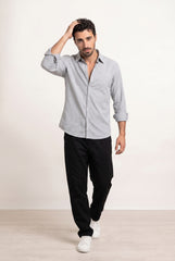 Dark Blue & White Striped Shirt for Men