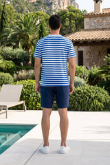 Royal Blue & White Striped T-Shirt for Men