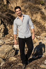 Dark Blue & White Striped Shirt for Men