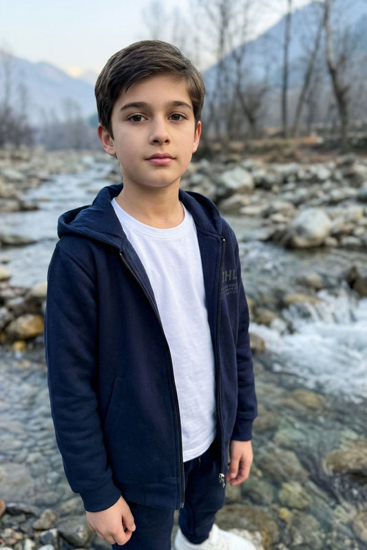 Navy Hoodie & Jogger Track Suit for Kids
