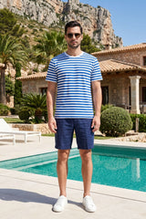 Royal Blue & White Striped T-Shirt for Men